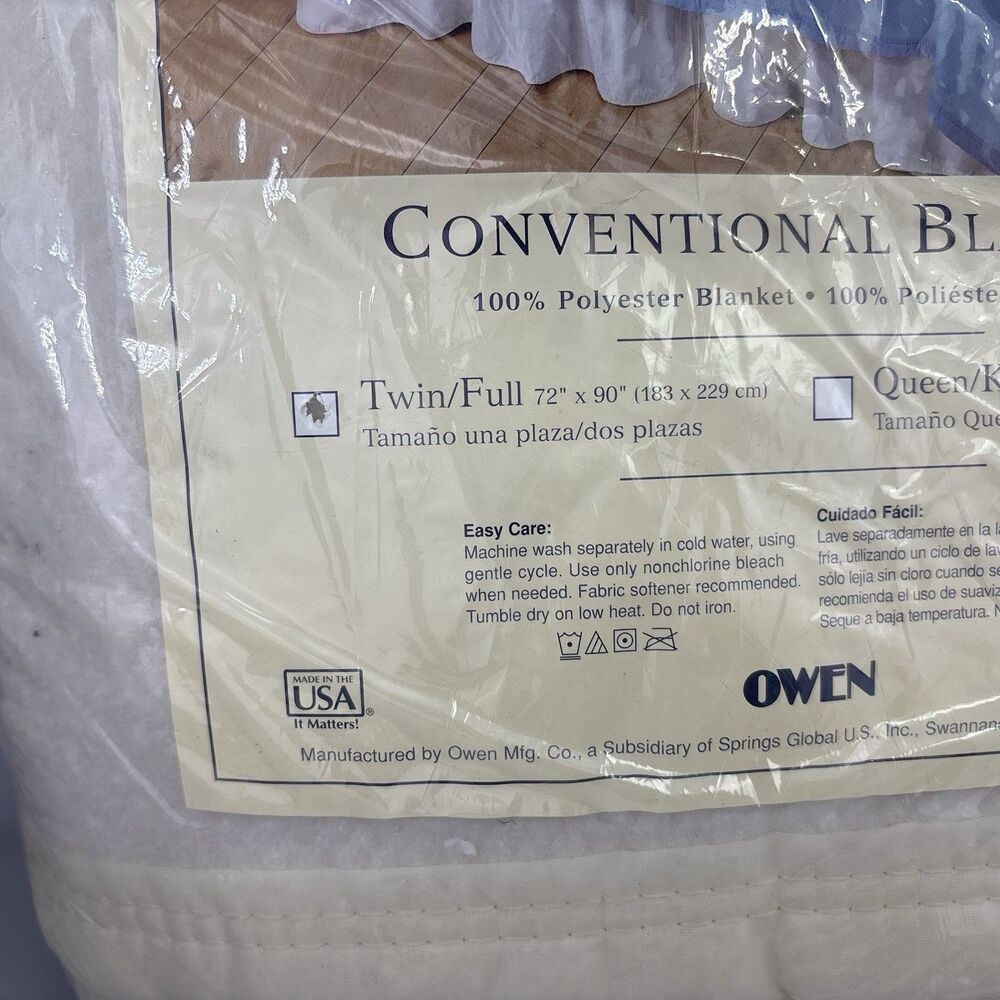 Vintage NOS Owen Plymouth Blanket 72" x 90" Full/Twin Bone Beige Polyester Soft - Picture 2 of 5